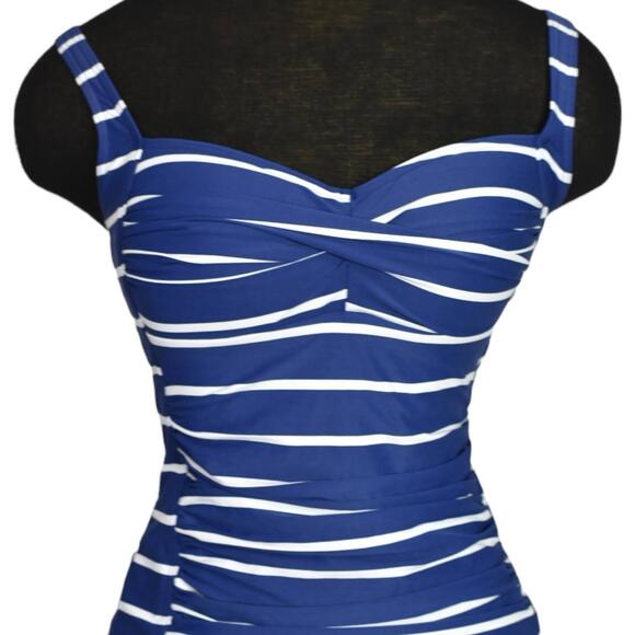 Niptuck Tankini Swim Set Blue Striped Twist Front Tummy Control Multi Cup Size 6 - Picture 4 of 13